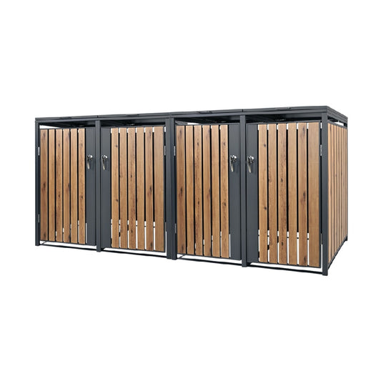 屋外用の収納キャビネット スチールとウッドのコンビネーション - 150 x 75 x 100